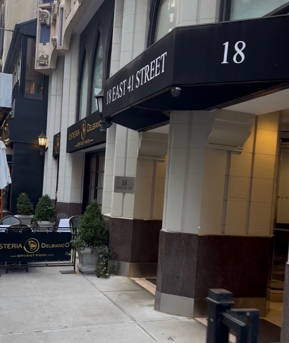 Building entrance at 18 East 41st Street in Midtown East, near Grand Central Terminal